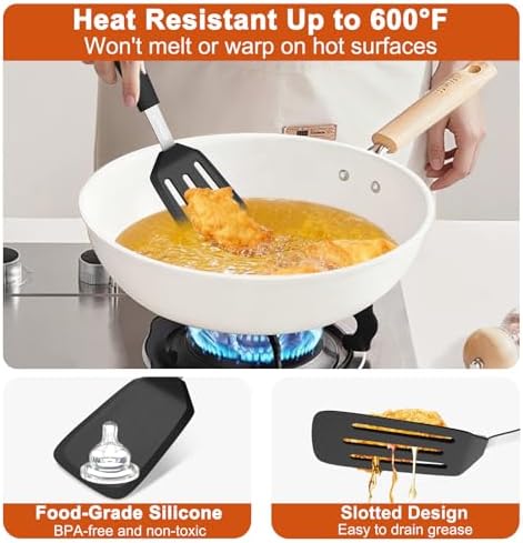 2 Pack Silicone Kitchen Spatula Set, 600°F Heat Resistant