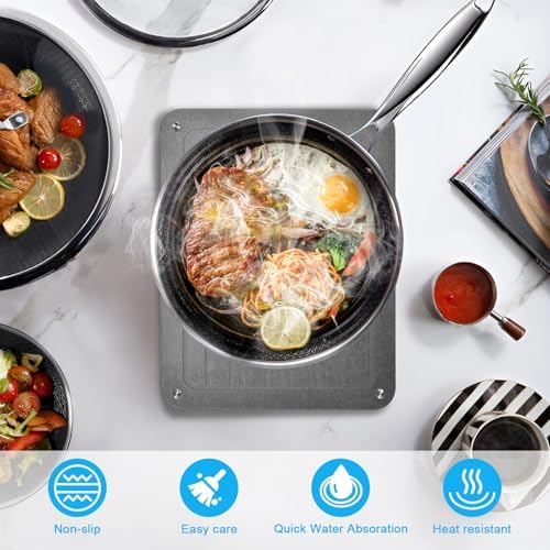 3Pcs Nesting Stone Drying Mat for Kitchen Counter, Quick Drying Stone Dish