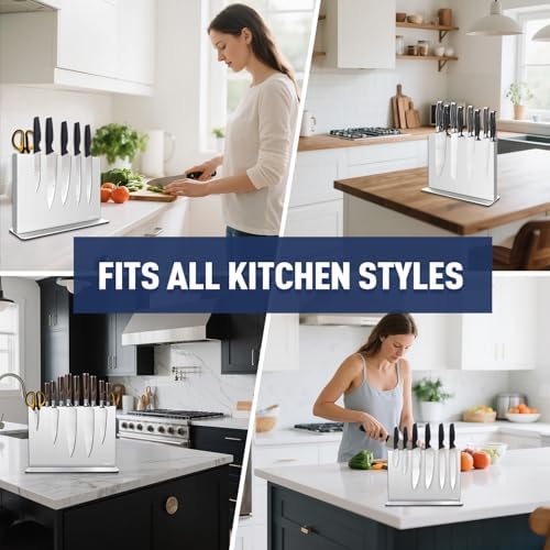 Magnetic Knife Block Without Knives—Stainless Steel Double-Sided Magnetic Knife