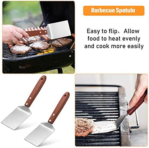 Newtay 2 Pcs Metal Small Spatula Wooden Handle Cookie Baking Scraper Turner