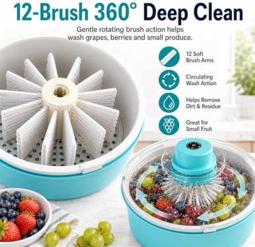 Electric Salad Spinner and Produce Washer, Upgrade Fruit Washer Spinner Bowl