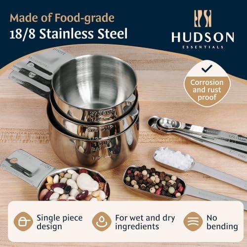 Hudson Essentials Stainless Steel Measuring Cups and Spoons Set