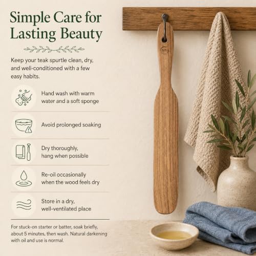 FAAY Teak Wooden Skinny Spurtle Spatula
