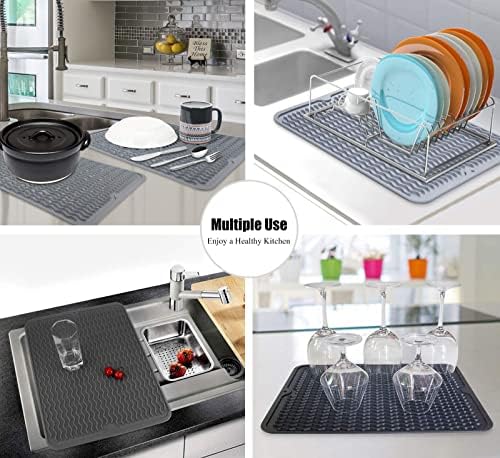Silicone Dish Drying Mat, Non-Slip Easy Clean Sink Mat