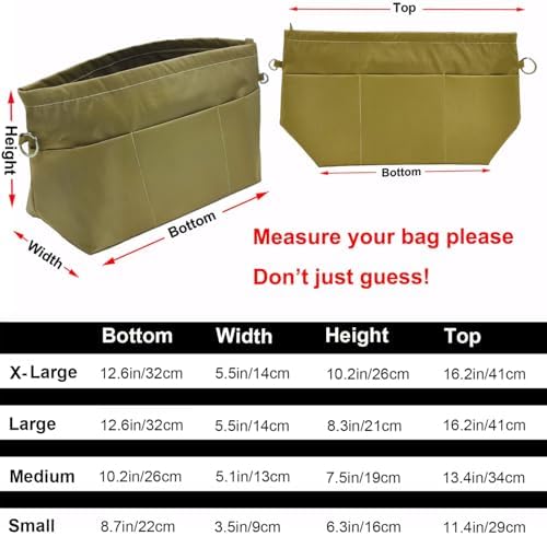 Handbag Tote Purse Organizer Insert, Khaki Green