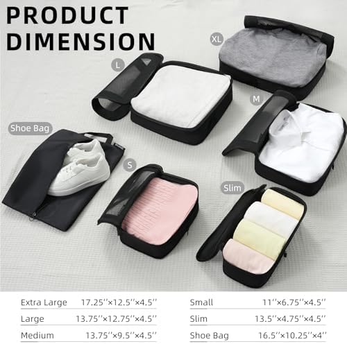 BAGAIL 4 Set/6 Set/8 Set Compression Packing Cubes Travel Accessories