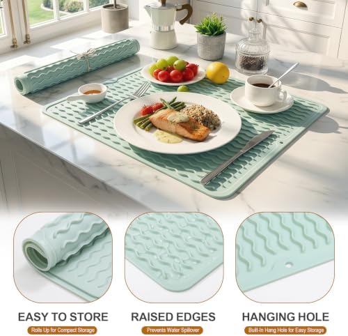 2 Pack Silicone Dish Drying Mat