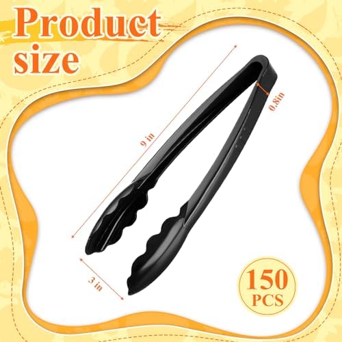 150 Pcs Plastic Tongs, 9 Inch Disposable Serving Tongs