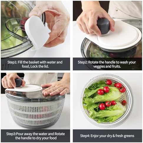 Cambom Salad Spinner Lettuce Spinner, Spin & Dry Salad Greens, Vegetable Washer