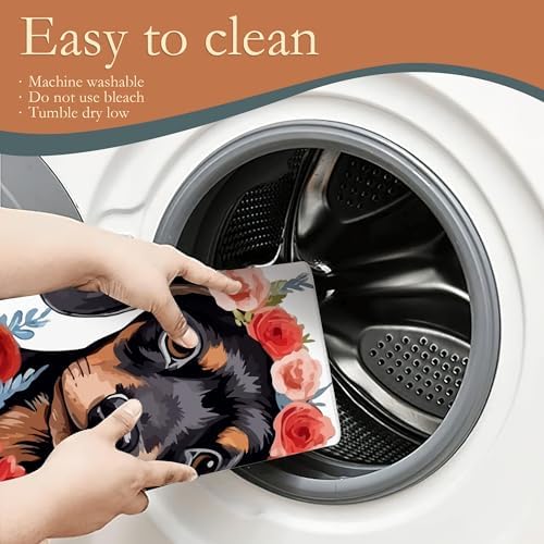 Dachshund Dog Flowers Dish Drying Rack Mat