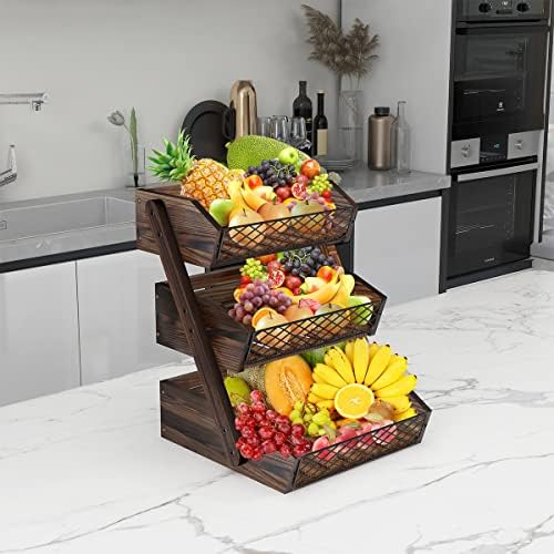 Dorhors Fruit Basket for Kitchen Counter Organizer, Fruit Bowl Stand Storage