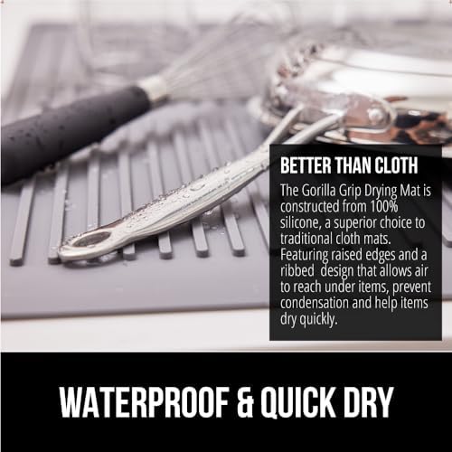 GORILLA GRIP Patented BPA-Free Silicone Dish Drying Mat