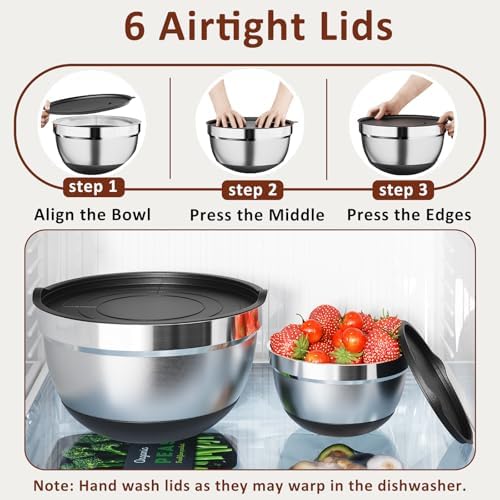 9 Pack Mixing Bowls with Airtight Lids & Grater Attachments