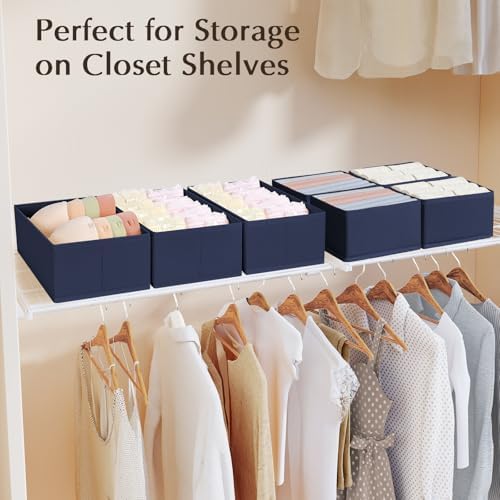 DIMJ Drawer Organizers Clothes, Fabric Closet Organizers and Storage, Shallow