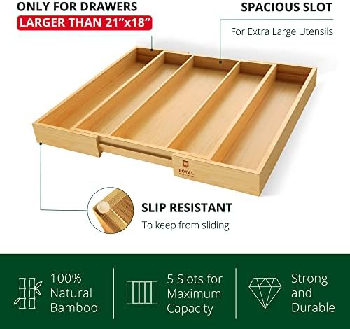 ROYAL CRAFT WOOD Luxury Bamboo Kitchen Drawer Organizer