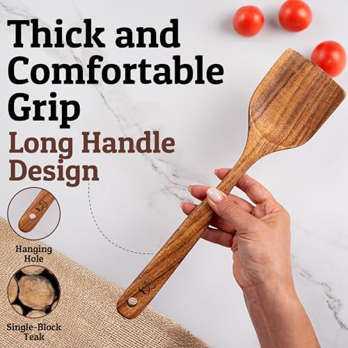 PriorityChef Premium Teak Flat Wooden Spatula