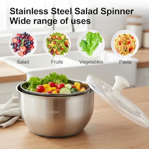 Stainless Steel Salad Spinner, Lettuce Spinner
