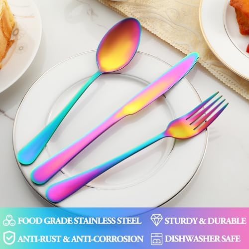 60 Pcs Rainbow Silverware Set Service