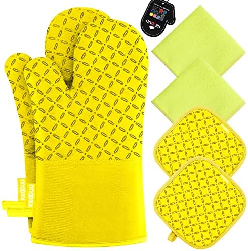 KEGOUU Oven Mitts and Pot Holders 6pcs Set, Kitchen Oven Glove High Heat