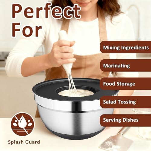 9 Pack Mixing Bowls with Airtight Lids & Grater Attachments