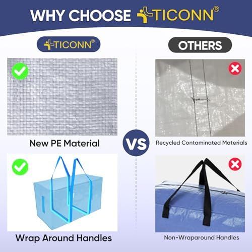 TICONN 6 Pack Extra Large Moving Bags Heavy Duty