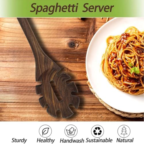 Walnut Wood Spaghetti Pasta Server Long Handle Wooden Pasta Spoon