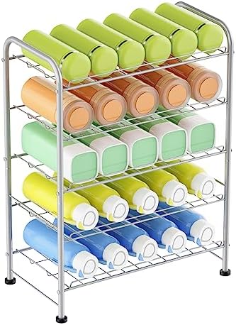 Water Bottle Holder Organizer 5 Tier Water Bottle Storage Rack, Freestanding