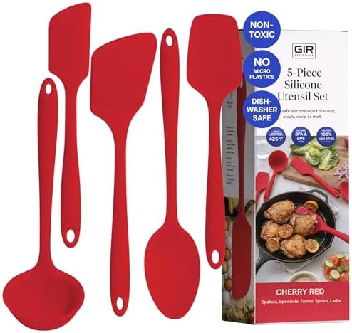GIR: 5-Piece Silicone Essentials Kitchen Utensils Set – Cherry Red