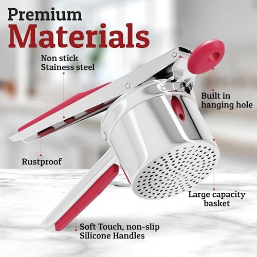 PriorityChef Large 15oz Potato Ricer, Heavy Duty Stainless Steel Potato Masher
