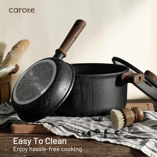 CAROTE 24pcs Nonstick Cookware Sets, Pots and Pans Set