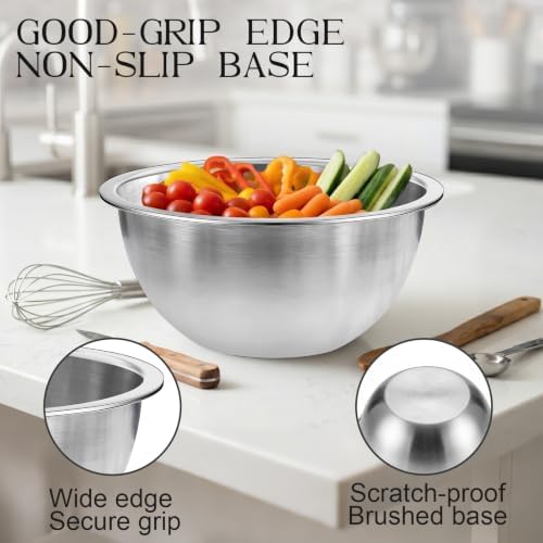 DUTZUN Kitchen Gadgets, Stainless Steel Mixing Bowls & Colander Strainer