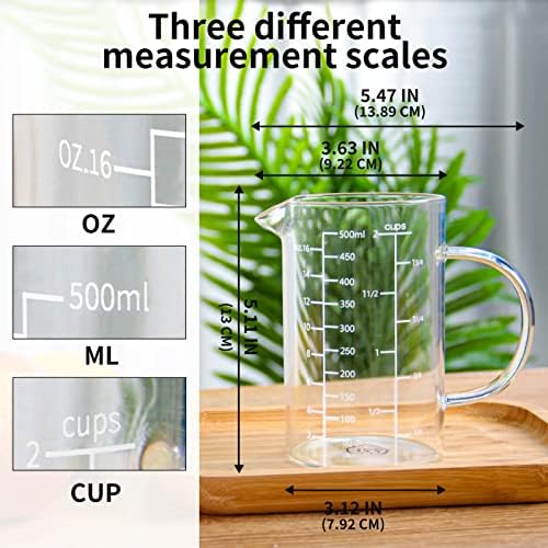 77L 2 Cup Glass Measuring Cup, High Borosilicate Glass Measuring Cup