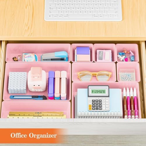 SpaceHacks 25 PCS Plastic Drawer Organizer, 4-Size Versatile Organizer Trays &