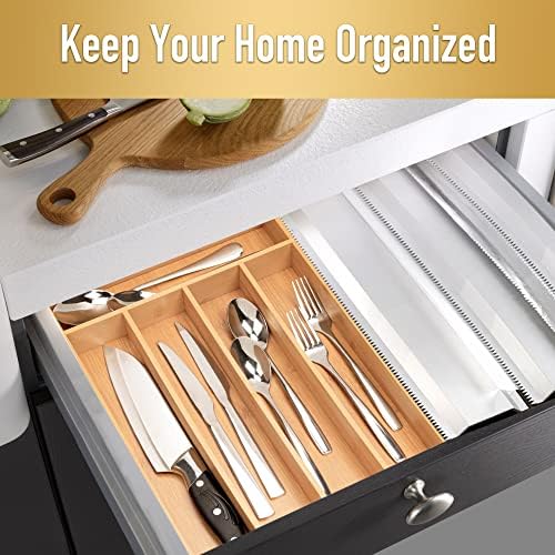 Besilord Silverware Organizer Kitchen Drawer Organizer Utensil Organizer Bamboo
