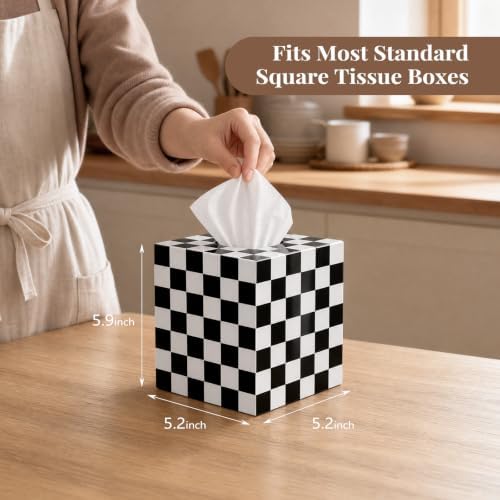 Tissue Box Cover, Classic Checkerboard Pattern