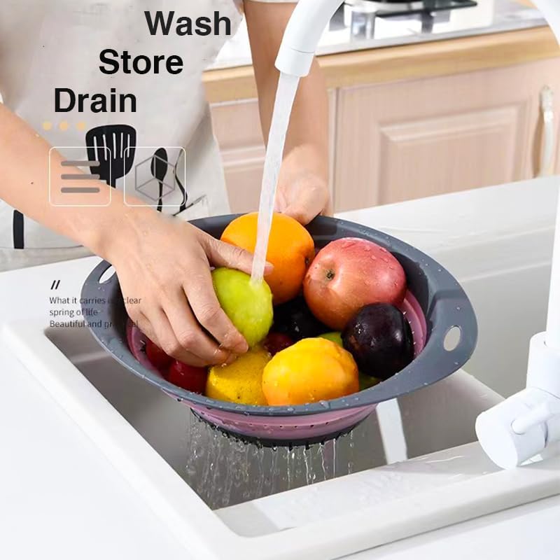 Collapsible Colander Set, Square Round Triangles Silicone Kitchen Strainer