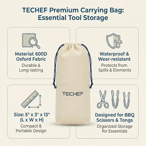 TECHEF Kitchen Shears With 2 Stainless Steel Tongs & Travel Bag, Dishwasher Safe