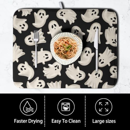 Cute Ghost Halloween Dish Drying Mat