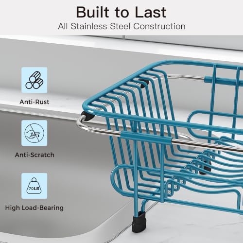 JASIWAY Blue Dish Drying Rack in Sink