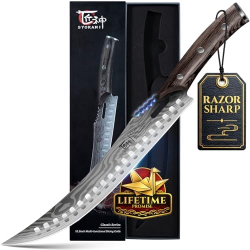 SYOKAMI Butcher Breaking Knife for Meat Cutting, 10.5 Inch Carving Knife