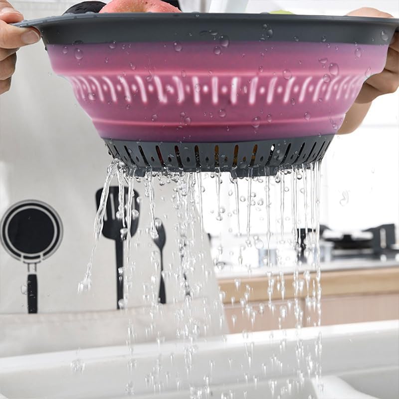 Collapsible Colander Set, Square Round Triangles Silicone Kitchen Strainer