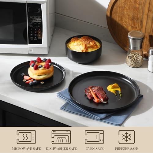 MALACASA 12 Pcs Porcelain Plates and Bowls Sets, Dinnerware Set