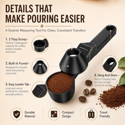 2-In-1 Measuring Spoon, Coffee Scoop Funnel Combo