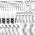 80 Pieces Silverware Set with Serving Utensils Set, CEKEE Stainless Steel