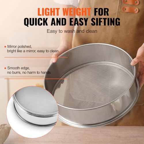 VEVOR Fine Mesh Flour Sieve, 150 Mesh Sifter, 304 Stainless Steel Food-Grade