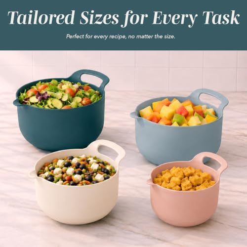 COOK WITH COLOR Nesting Plastic Mixing Bowl Set with Pour Spouts and Handles