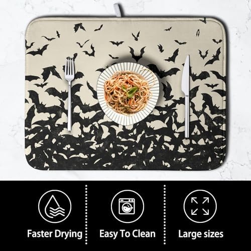 Halloween Bats Halloween Dish Drying Mat