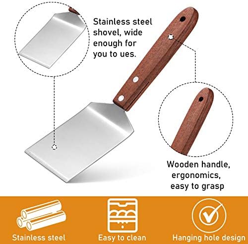 Newtay 2 Pcs Metal Small Spatula Wooden Handle Cookie Baking Scraper Turner