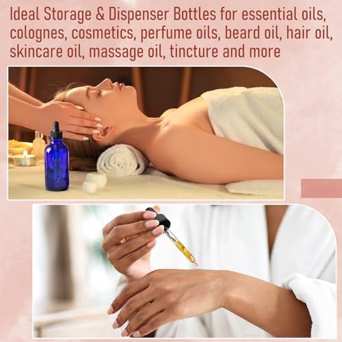 4 Pack 4oz Glass Dropper Bottles - 120ml Dark Blue Tincture Bottles with