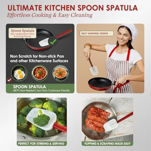 Commercial Silicone Spatula Set, High Heat Spatula + Spoonula 16 Inches